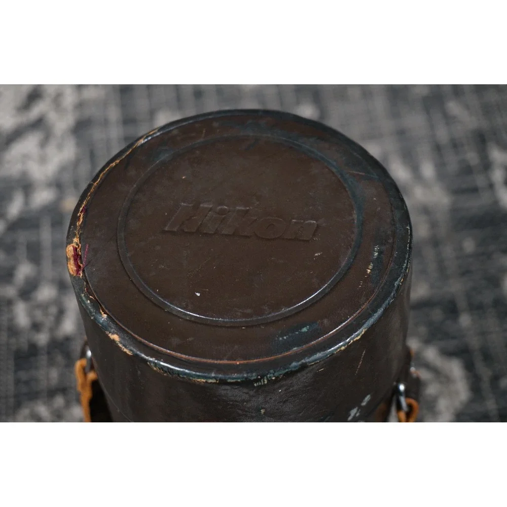Nikon Nikkor F Brown Leather Hard Lens Case 5 1/4 x 3 1/2 Inch‎ Vintage V29